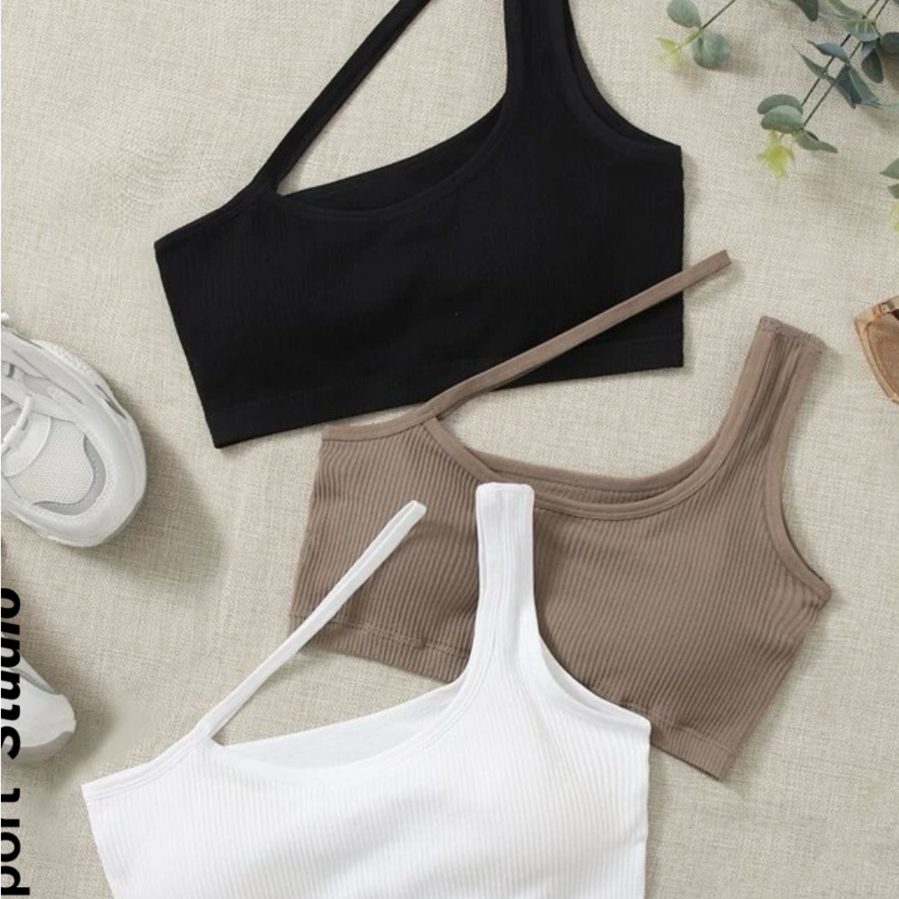 Stylish Women's Asymmetrical Strap Sport Bras- Black, Brown, White